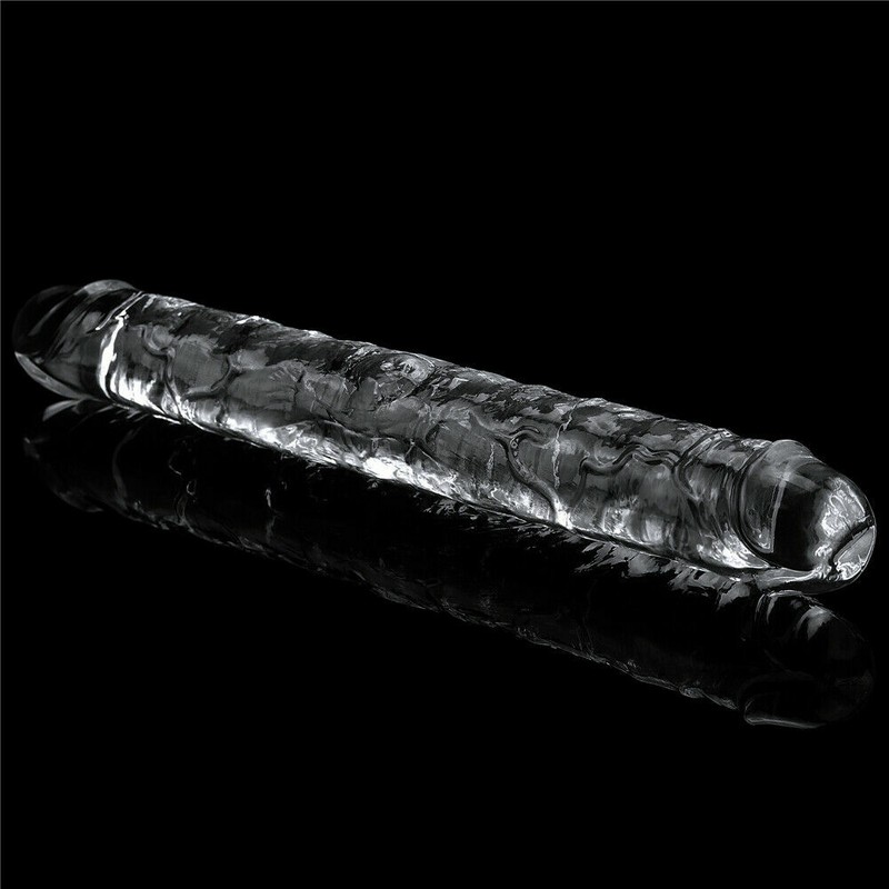 Lovetoy 12" Impecable Transparente Realista Doble Consolador Dong DP Penetraton gallery