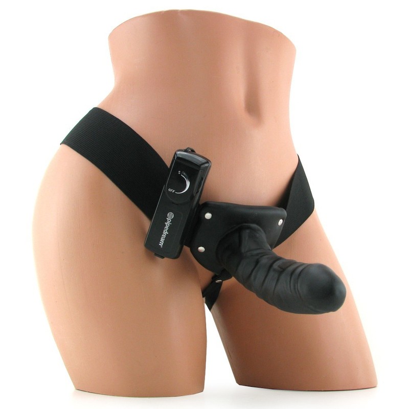 Fetish Fantasy Unisex Hollow Strap-On Vibe Black - Vibrating Dildo Harness Set