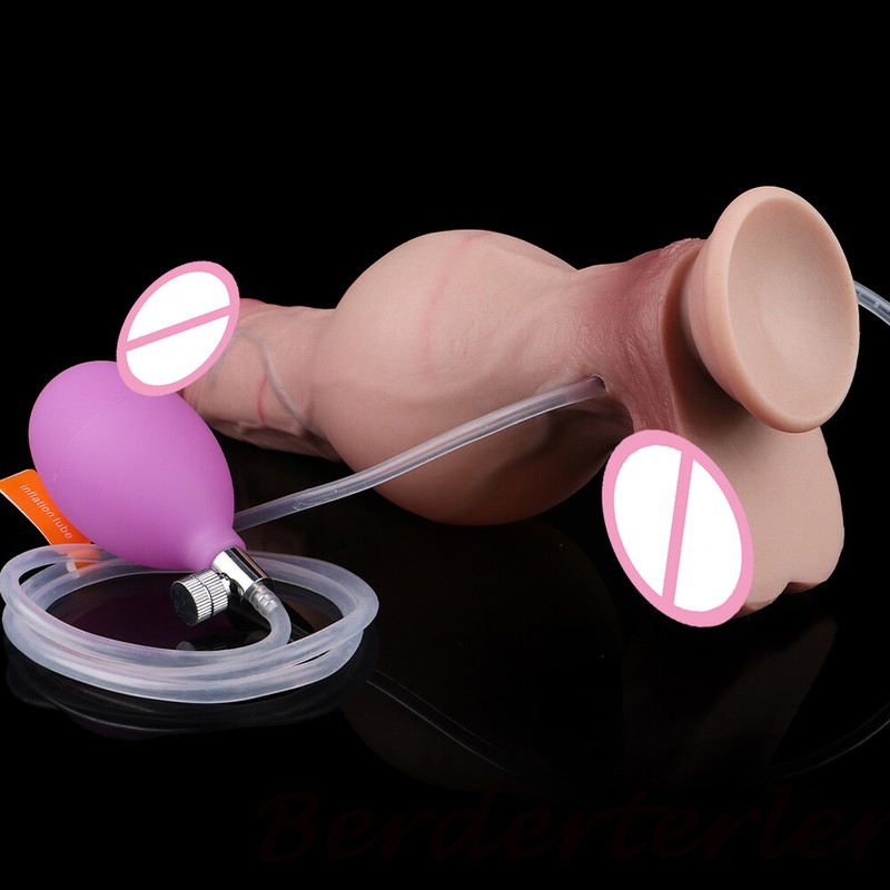 FAAK Silicone Inflatable Ejaculation Dildo With Sucker Squirting Penis Sex Toys gallery
