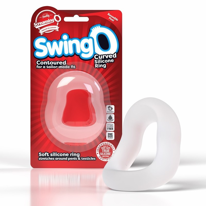 Screaming O SwingO Curved Cock Ring Clear Male Enhancer Prolong Delay
