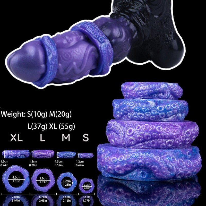 4Pcs Liquid Silicone Super Stretchy Cock Scrotal Ring Stay Harder for Men