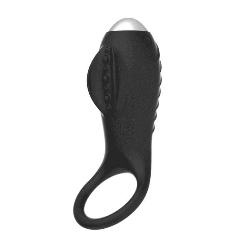 Brilly Glam Alan – Silicone Phallic Ring with Clitoral Stimulator – Black