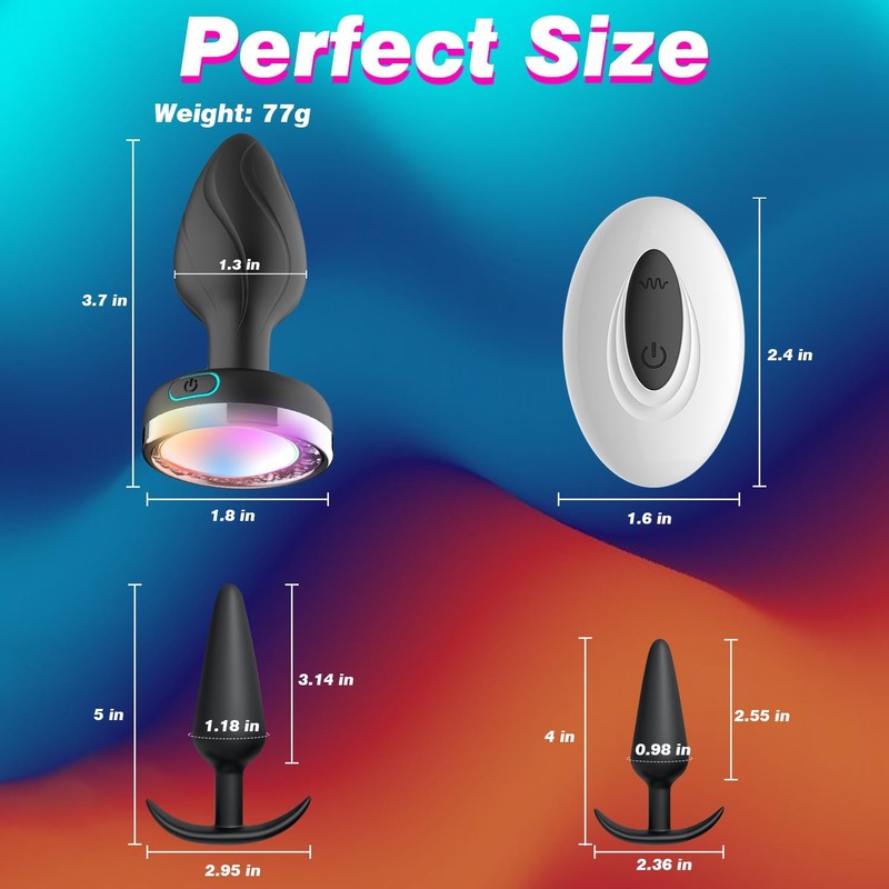 3Pcs Anal Vibrating kit Adult Sex Toys 10 Mode Vibrating Colorful Light up B... gallery