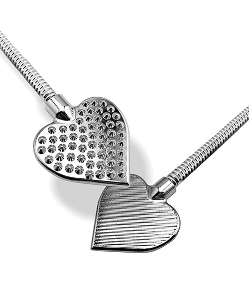 Riding Crop Heart Tip Weighted 2.75 Inch BDSM Spanking Nixie Silver gallery