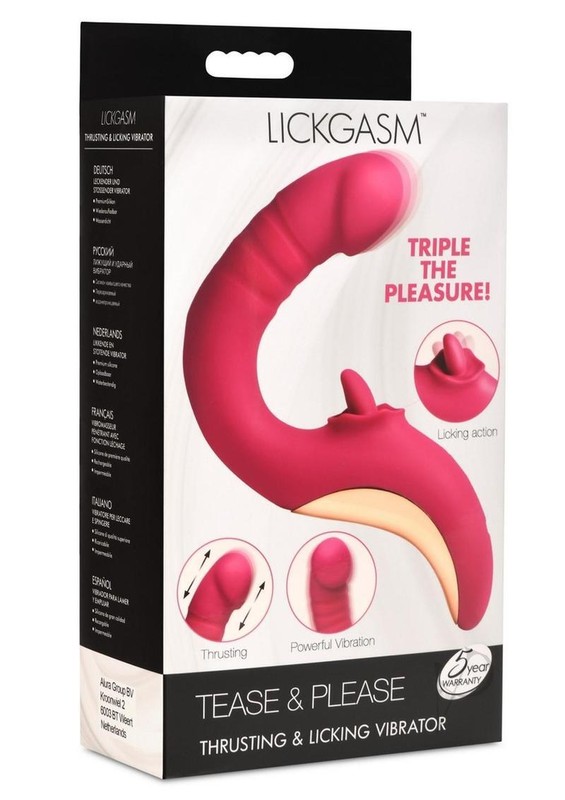 Lickgasm Tease & Please Rechargeable Silicone Thrusting & Licking Vibrator – Pin