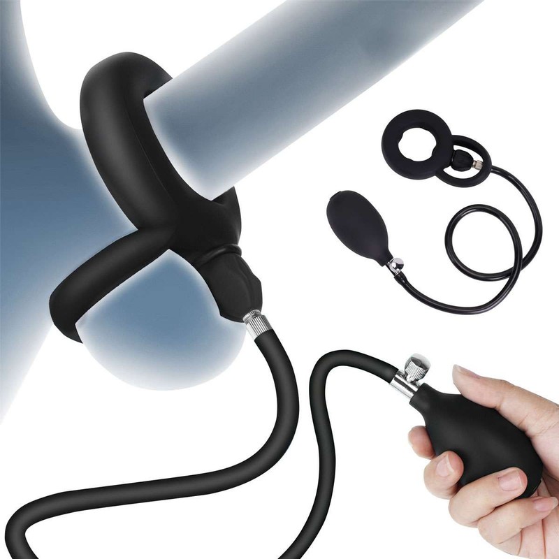Inflatable Penis Ring Pump Male Enhancer Ejaculation Delay Cock Ring Erection