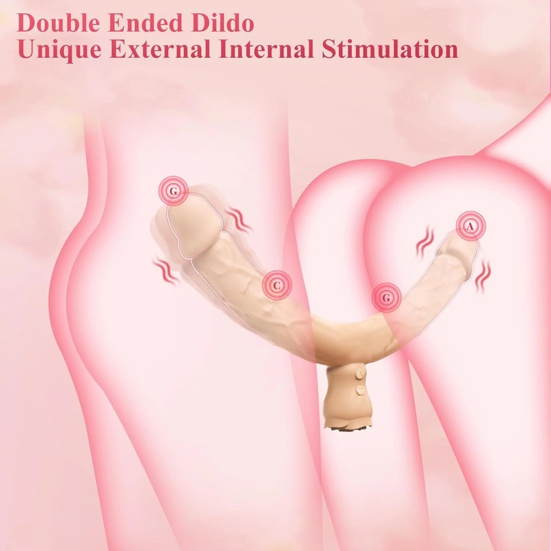 Double Dildo Lesbian Sex Toys 3 in 1 Realistic Dildo for 10 Vibrating Modes, Adu gallery