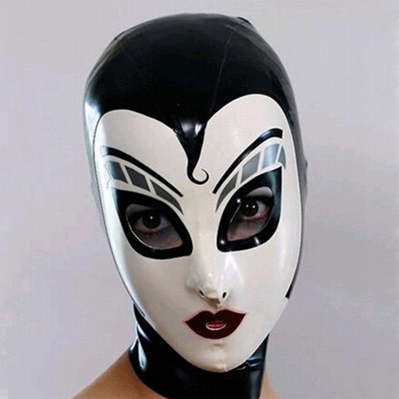 Latex Hood Handmade Rubber Drama Cosplay Maid Mask Heroine Headgear Club Wear