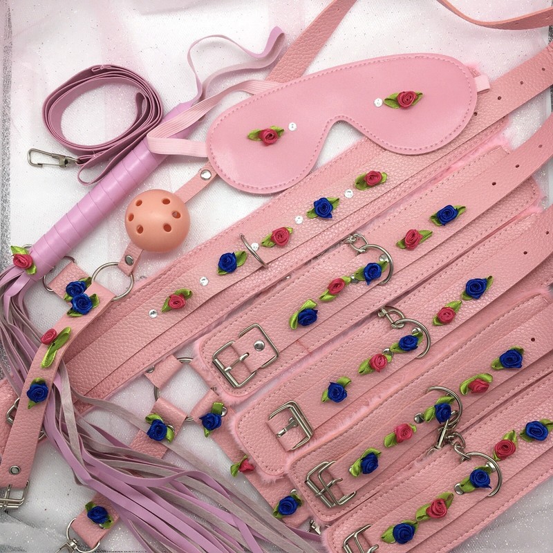 Customized Piece Bondage Kit / Set – Pink – BDSM, DDLG, Petplay Handcuffs Gag