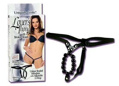Lovers Thong With Stroker Beads Black