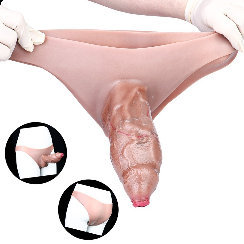 Male Silicone Penis Enlarger Pants Wearable Hollow Extension Sheath US
