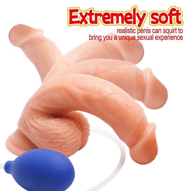 Soft Bendable Realistic Ejaculating Squirting Dildo Strong Suction Cup Sex Toy gallery