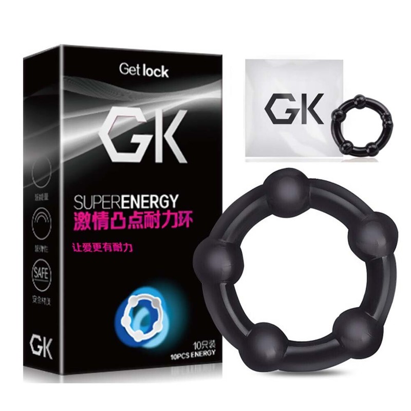 10 PCS SET Stay Hard Stretchy Beaded Male Enhancement Cock Ring Set – Black
