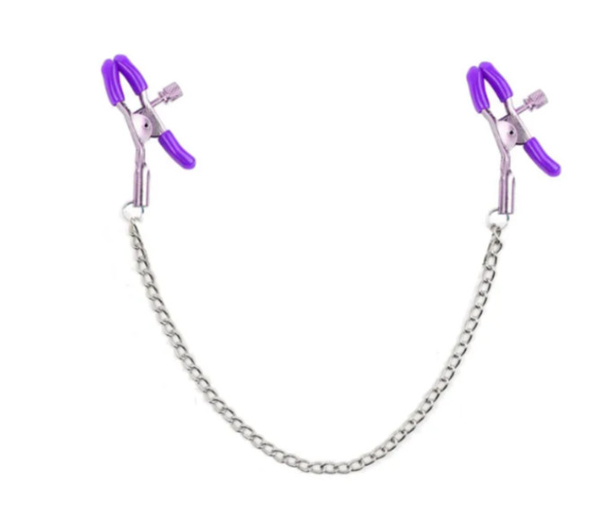 Metal Nipple Clamp with Metal Chain Bdsm Sex Product Purple B1 gallery