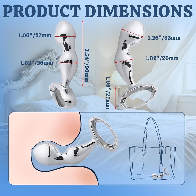 Multifunctional Anal Trainer and Cock Ring in Stainless Steel for Versatile Play gallery
