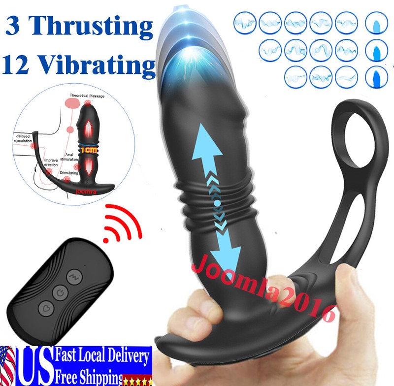 Thrusting Anal Dildo Vibrator Male Prostate Massager Ring Sex Toys for Men Women