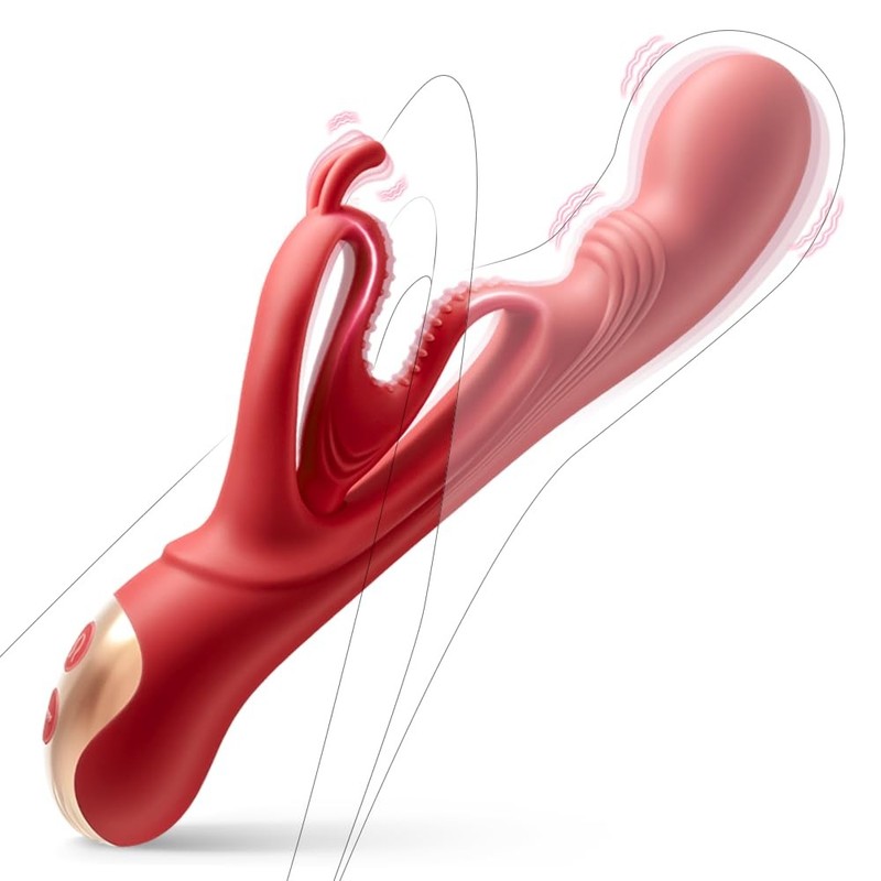 Rabbit Vibrators G Spot Dildo with 10×10 Powerful Vibration Modes, Adult Red