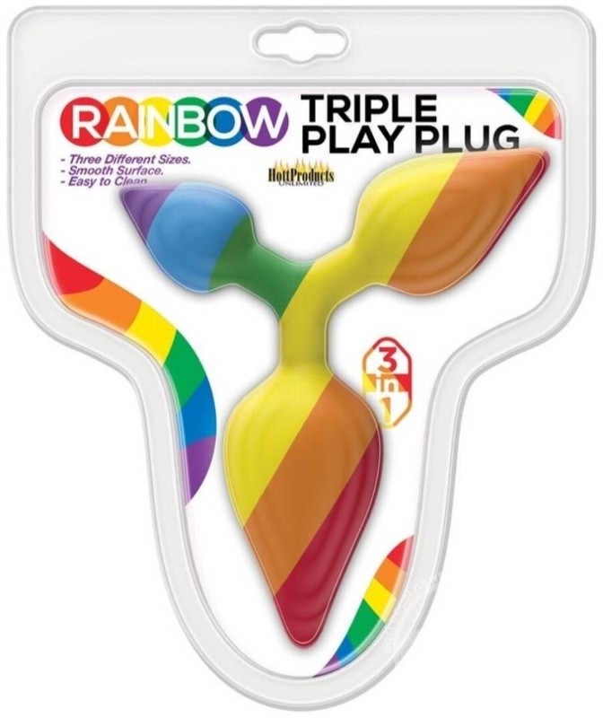 NEW 3-in-1 Gay Pride Rainbow Triple Play anal plug