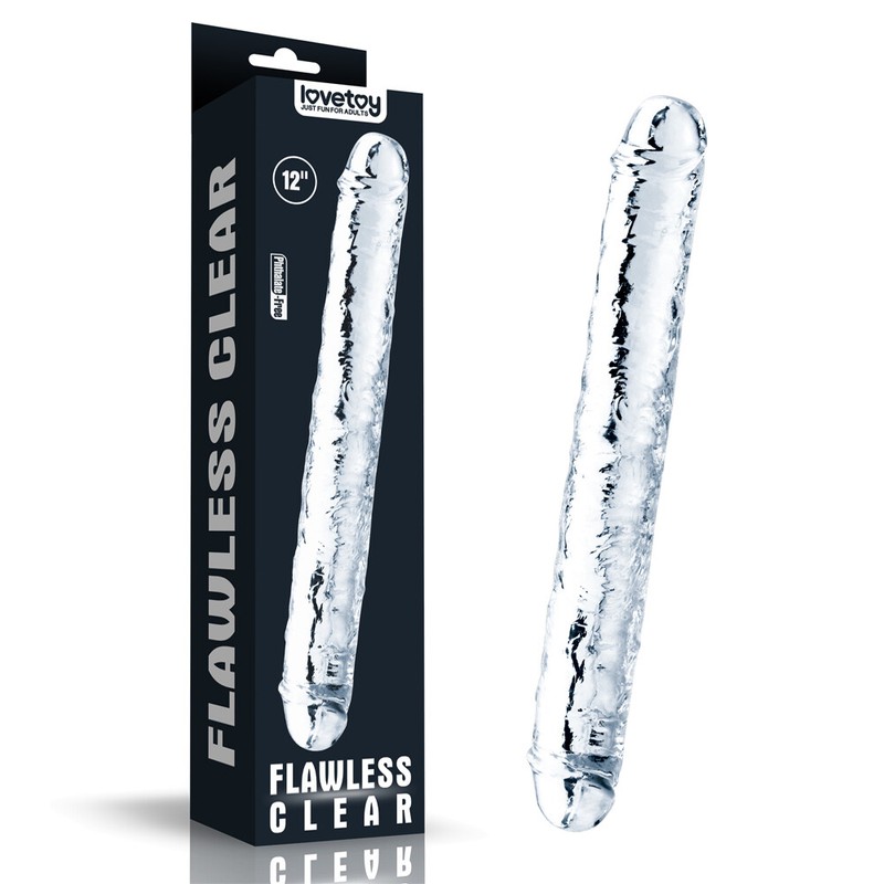 Dildo duplo transparente Lovetoy 12 "impecável compartir doble penetracion