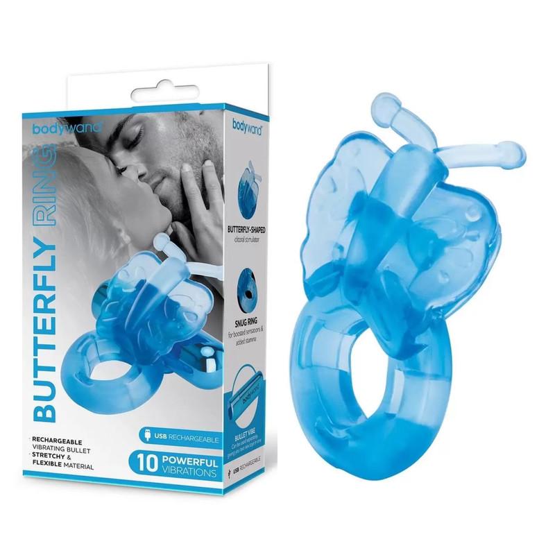 Rechargeable Bullet Butterfly Duo Cock Ring Multi-Speed Penis Sex Vibrator