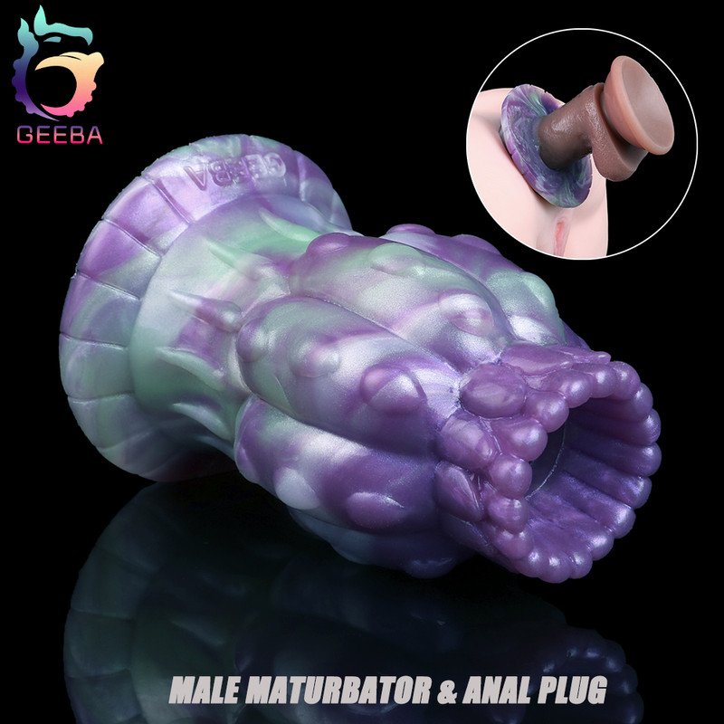Hollow Fantasy Masturbator Cup Silicone Anal Plug Male Penis Stroker&Anal Train