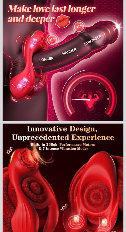 Cock Ring Rose Clit G Spot Stimulator Testicle Massager for Couples Men Women gallery