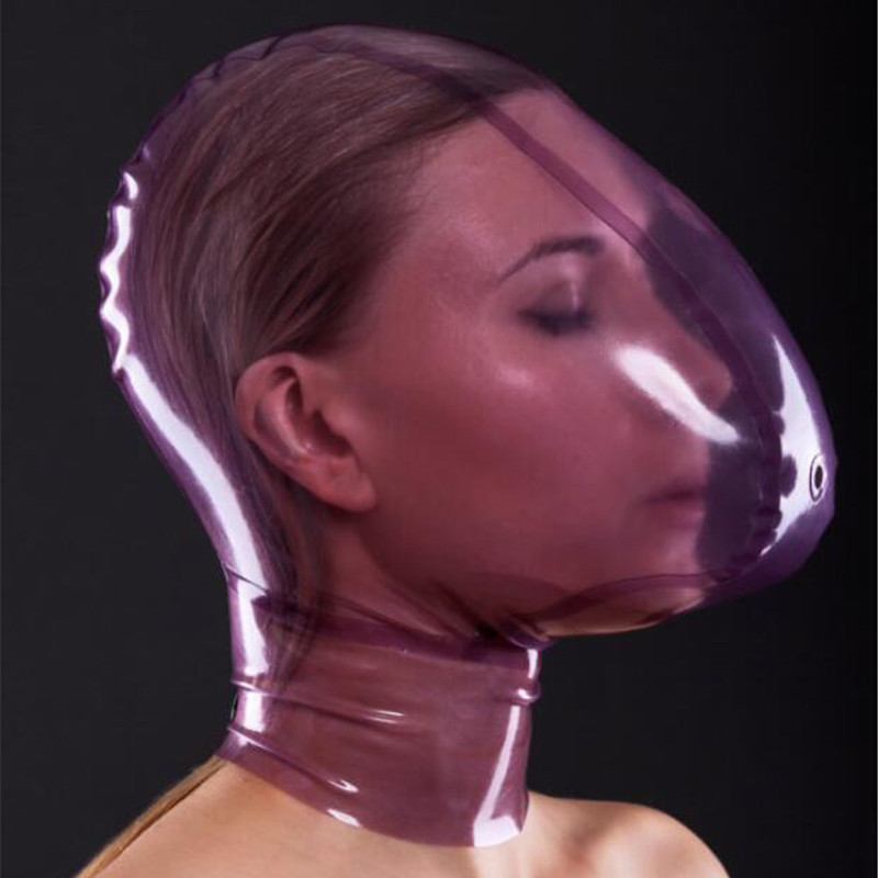 Latex Hood with Breath Control Hole for Play Suffocating Rubber Mask Club Wear