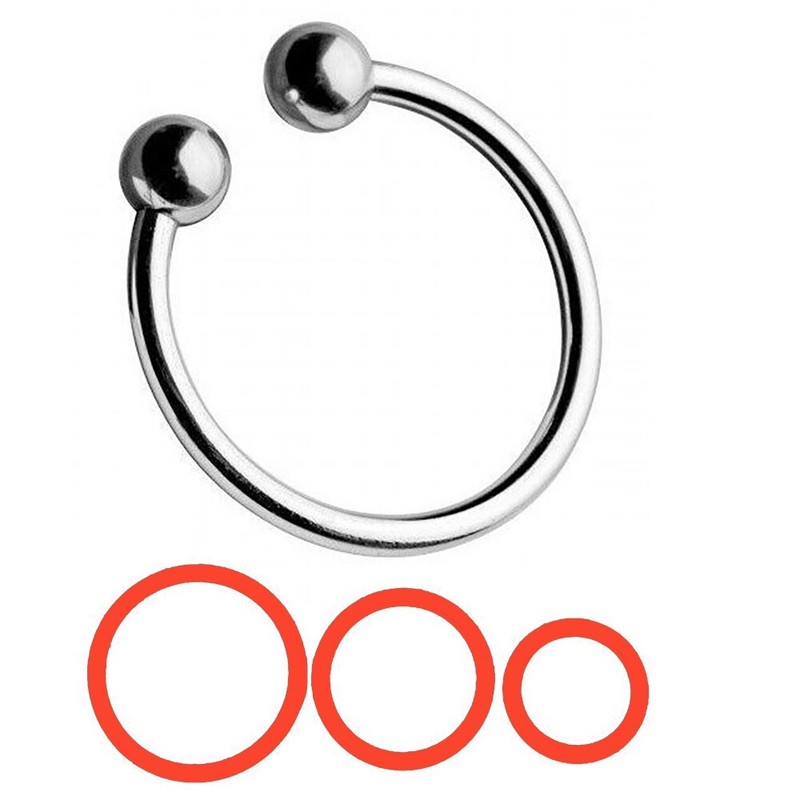 2 Pressure Point Beaded Penis Glans Ring & Silicone Set Erection Enhancement Red