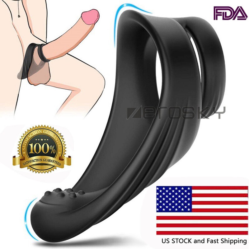 Male Dual Penis Cock Ring Dick Lasting Sex Toy For Men Couples Soft Silicone USA
