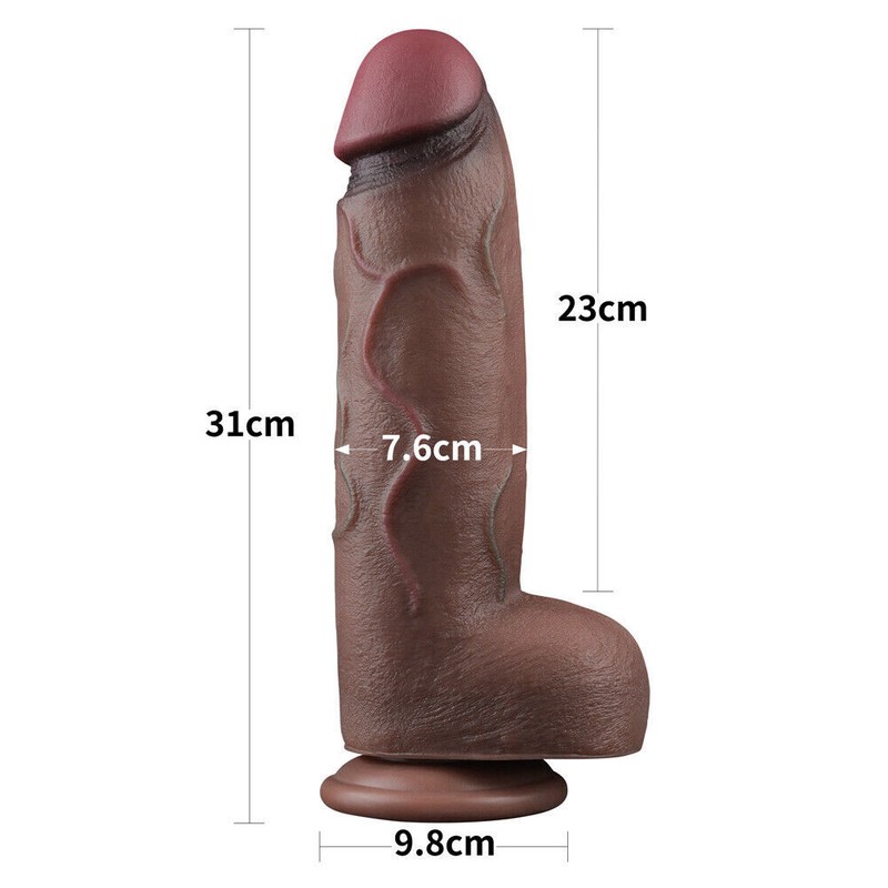 Lovetoy 7" - 13" Dual Layered Silicone Cock Dildo w/ Suction Cup, XXL, Big Dicks gallery