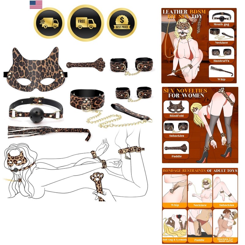 Bondage Toys Set 7 Pcs Leather Restraints Kit for Couples BDSM Gear
