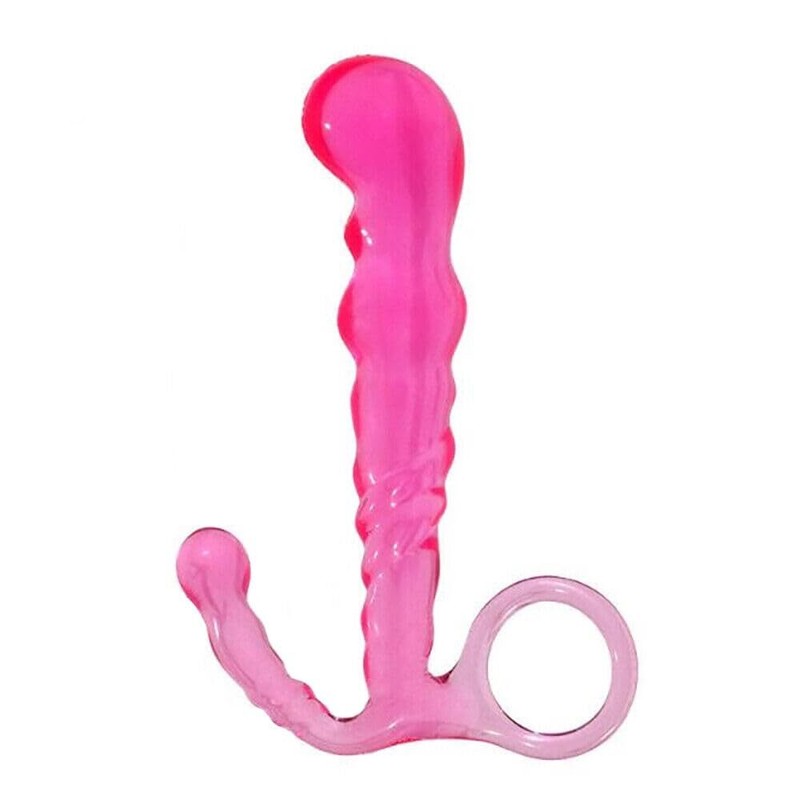 Ribbed Dual Perineum & Prostate Massager II Pull Loop Ring Anal Sex Toys for Men