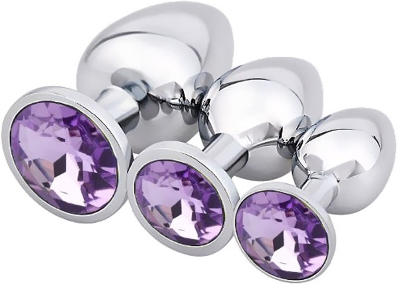 3pcs Anal Butt Plug Jeweled Diamond Gem SET Anal Trainer Kit Sex Toys For Women gallery