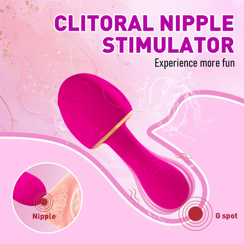 10 Vibration and Sucking Modes Couples Mushroom Wand Vibrator with Dual Motors