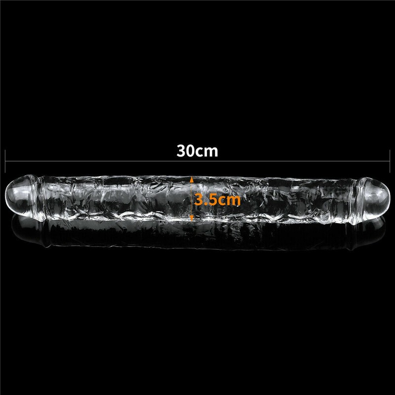 Lovetoy 12" Impecable Transparente Realista Doble Consolador Dong DP Penetraton gallery