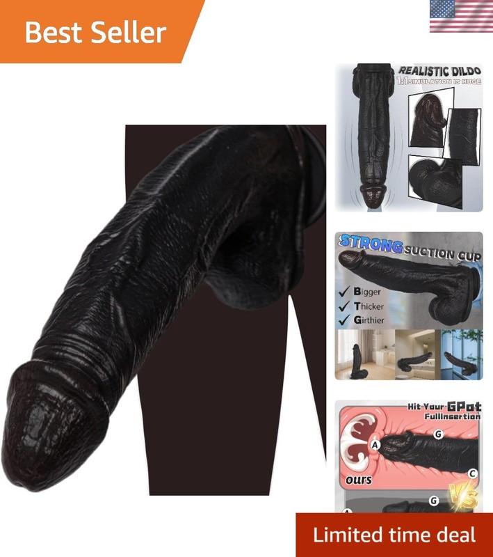 12 Inch Realistic Black Dildo – 2.4&Prime; Diameter with Strong Suction Cup for G-Spot