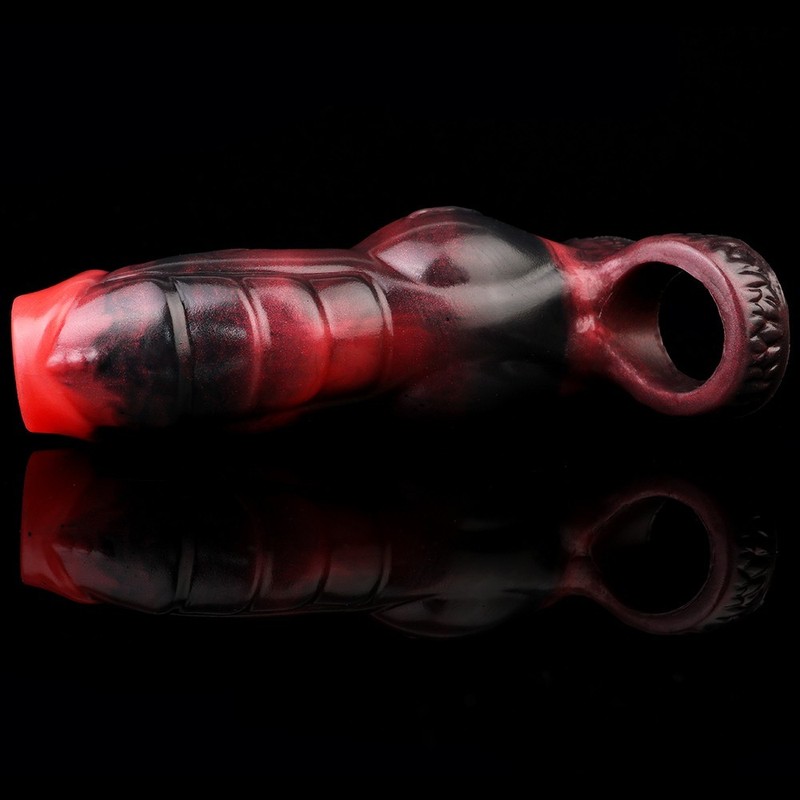 Black Dragon Fantasy Male Girth Sleeve Oversized Internal Nubbed Dots Silicone gallery