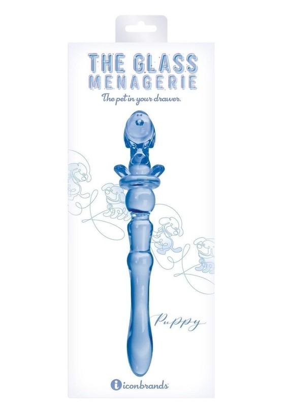 The Glass Menagerie Blue Puppy Glass Dildo Dong by Icon Brands