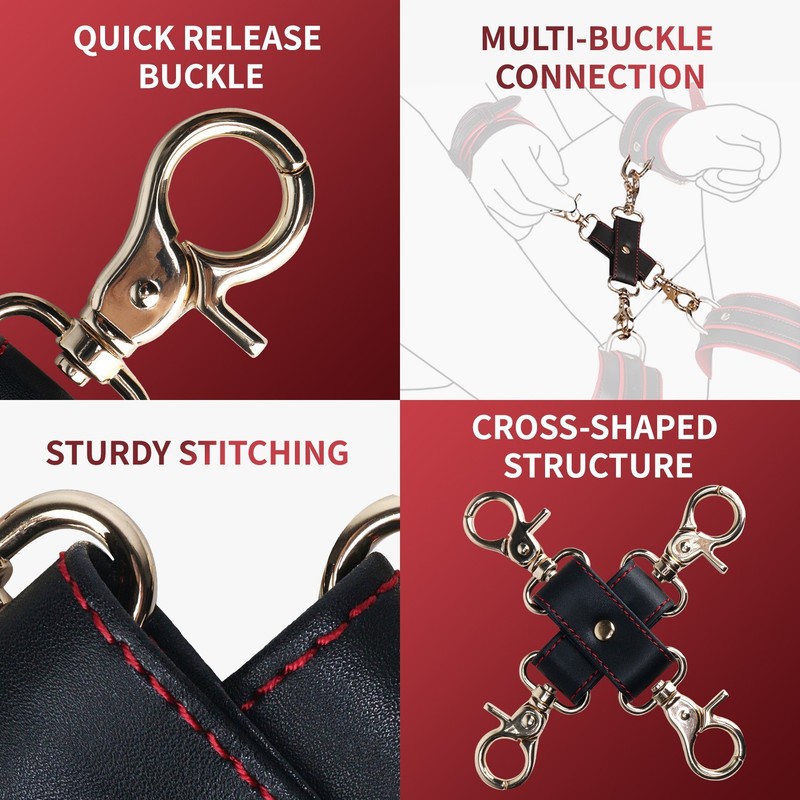 4-Way Cross Connector Adjustable Bondage Restraints BDSM Handcuffs Ankle Cuffs gallery