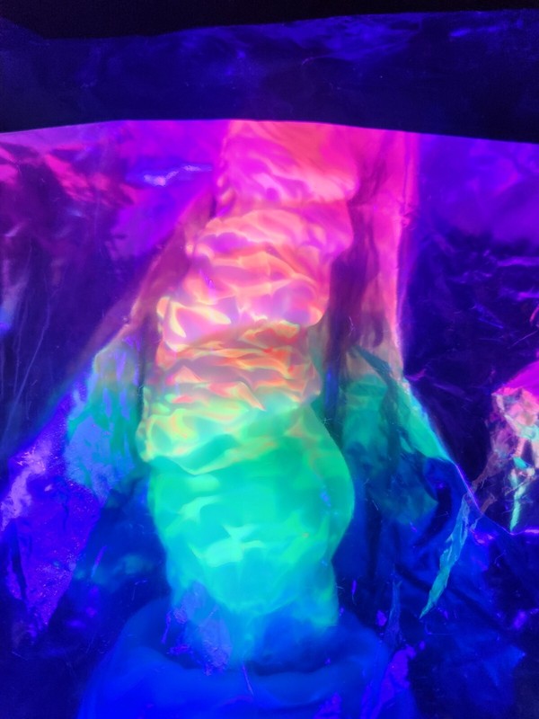 NEW Bad Dragon NOVA Fantasy MEDIUM Silicone Dildo AURORA Toy UV GLOW Rainbow gallery