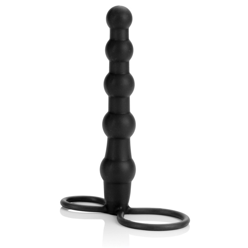 Silicone Love Rider Beaded Dual Penetrator – Black