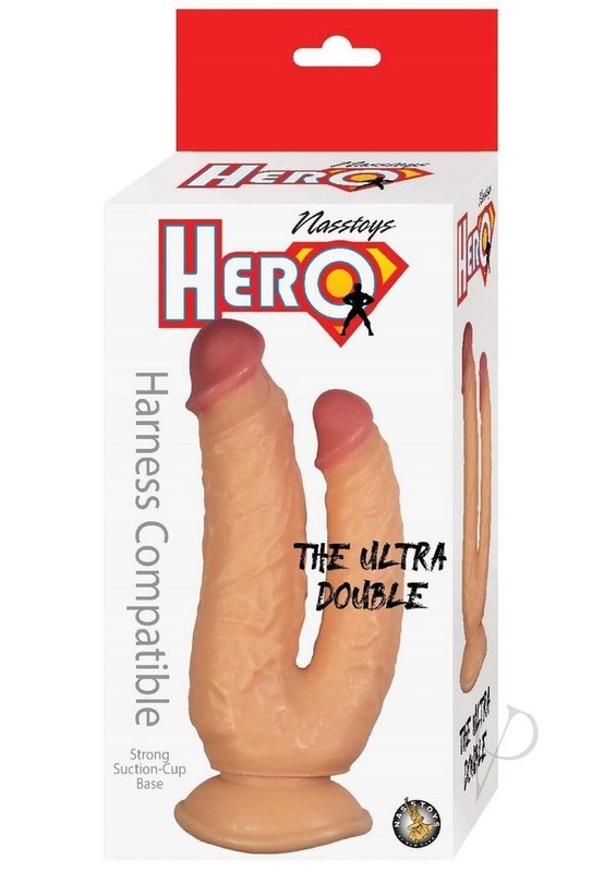 Hero The Ultra Double Dildo with Suction Cup – Vanilla