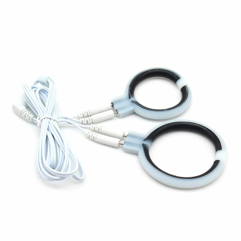 2X Shock Accessory E-stim Conductive Penis Massage Rings electric wire For Men