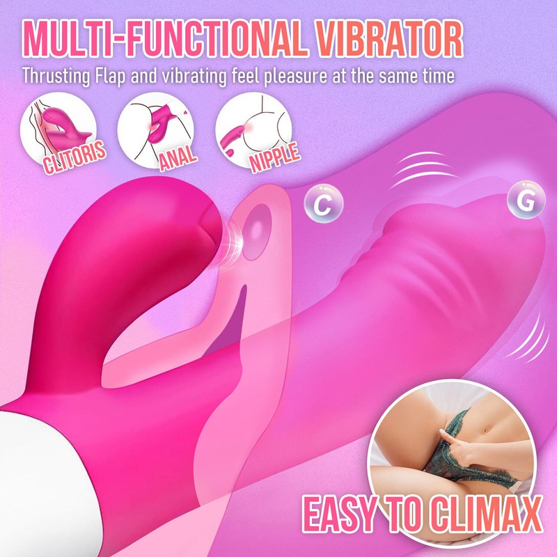 Dual Rabbit Vibrator for Women - Made of Body-Safe Silicone, Waterproof Massager gallery