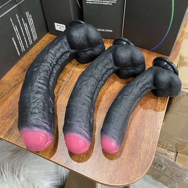 3 Sizes Silicone Realistic Black Dildo Vagina Anal Massager Women Men Sex Toys gallery