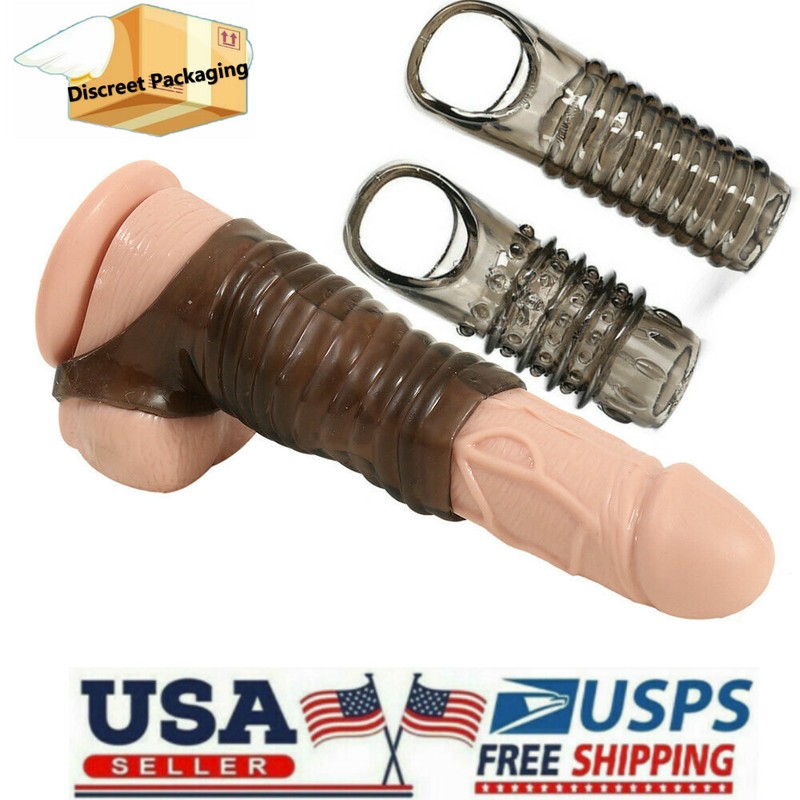 2Packs Penis-Sheath-Dick-Extender-Enlarger-Enhancer-Stretch-Sleeve-Cock-Ring