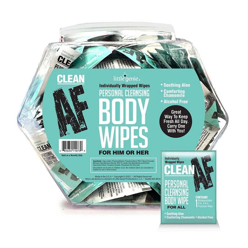 Clean AF Individually Wrapped Personal Cleaning Body Wipes 96-Piece Fishbowl …