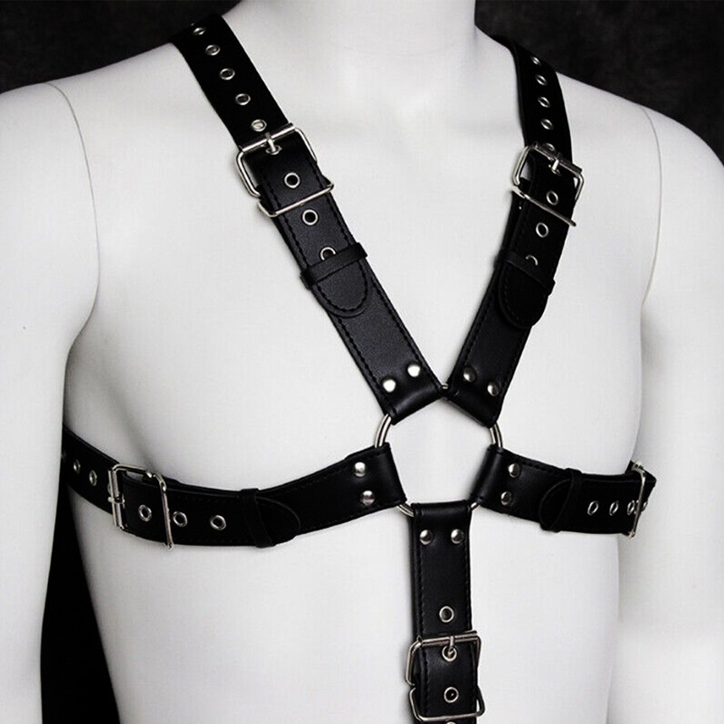 Men's PU Leather Full Body Chest Harness Buckle Strap Lingerie Clubwear Costume gallery