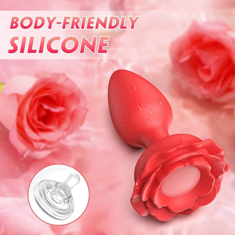 Anal Butt Plug Rose Vibrator Prostate Massager Sex Toys Women Men With LED Light gallery