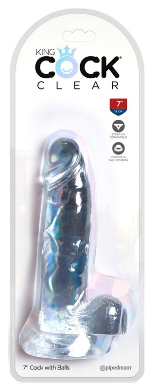 King Cock Clear 7" Cock with Balls & Suction Cup Dildo Clear Silicone TPE gallery